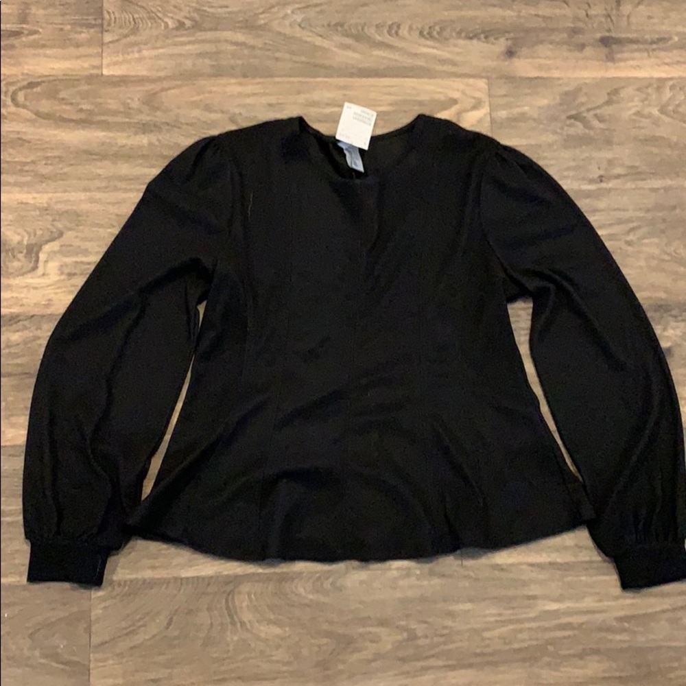 Peplum black long sleeve top NEW